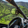 Cuero Race UTV Side Mirror mounted on a Can-Am Maverick X3 UTV roll cage