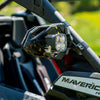 Cuero Race UTV Side Mirror mounted on a Can-Am Maverick X3 UTV roll cage