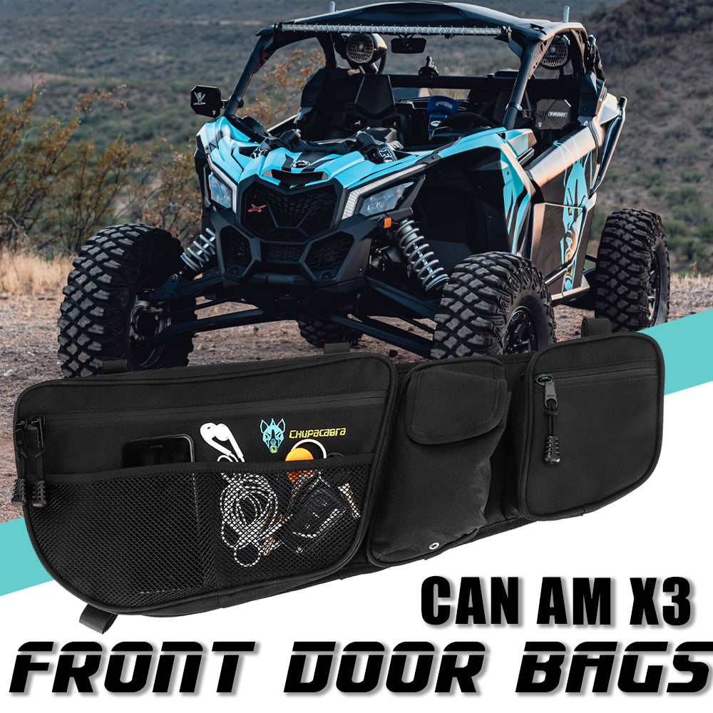  SUNPIE Door Bags Compatible with Can am Maverick X3 Front Upper  Door 2017 2018 2019 2020 2021 2022 2023 2024 All Models, Can Am Maverick X3  Accessories Front-Upper-Storage-Bags with Cup Holder : Everything Else